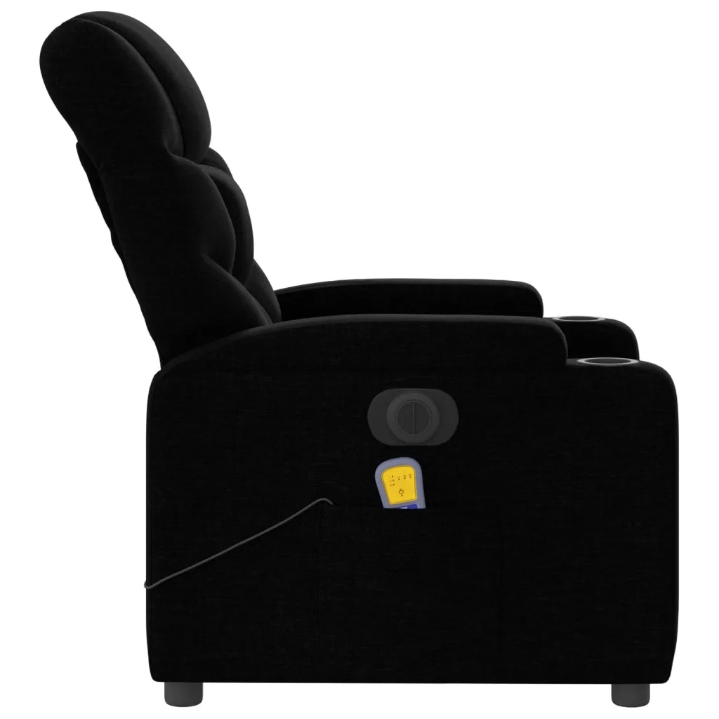 Poltrona Massaggiante | Sedia Relax Reclinabile Elettrica Nera in Tessuto