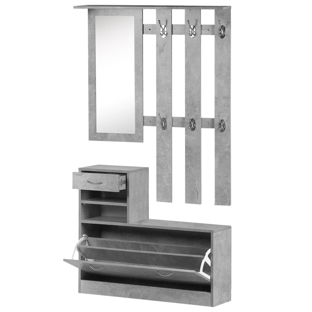 Mobile Ingresso con Specchio e Appendiabiti ¨C Minimal ¨C Grigio