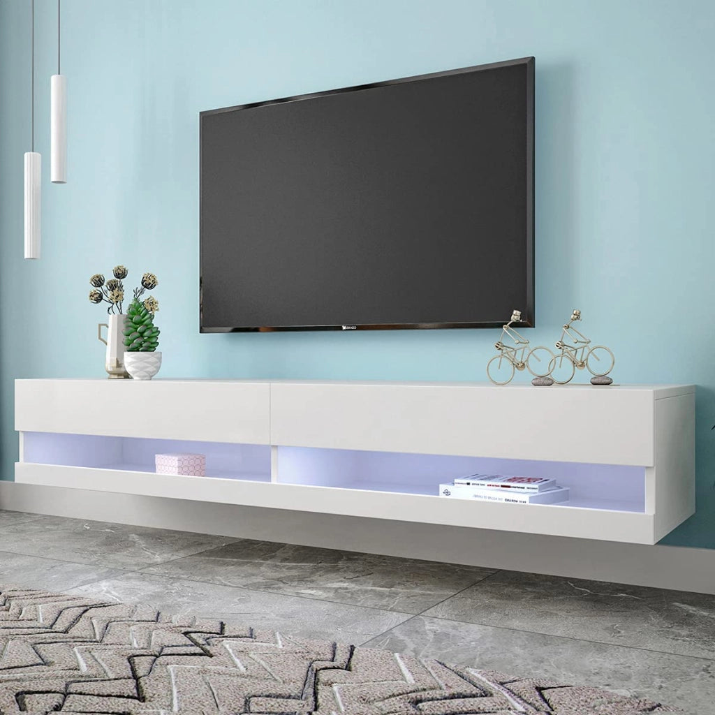 Mobile TV bianco con luci LED 140 cm