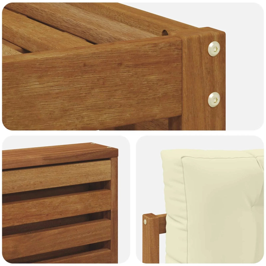 Set divani 7 pcs Naturale e Crema Legno di Acacia Massello 3373825
