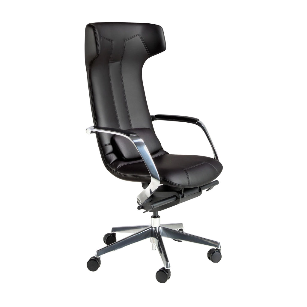 Sedia girevole da ufficio in similpelle nera