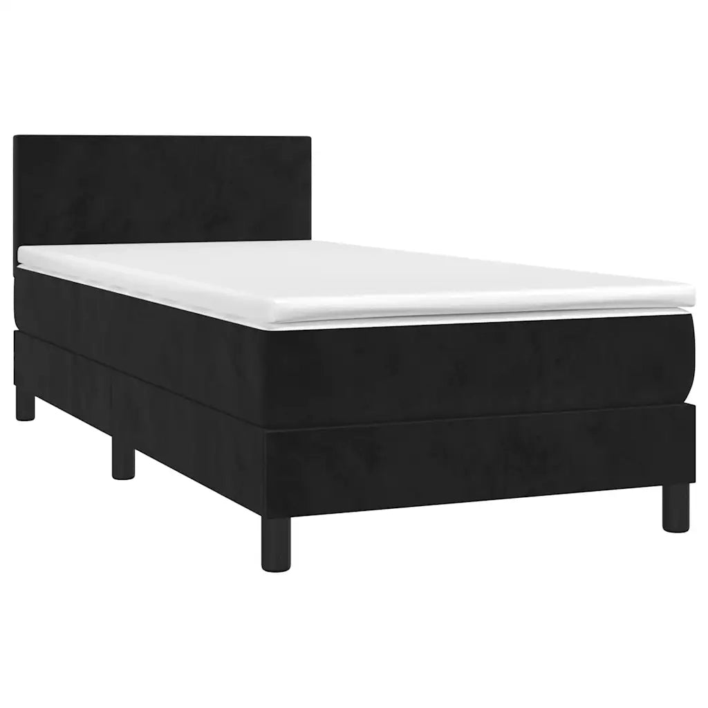 Giroletto a Molle con Materasso-Struttura Letto Nero 80x200 cm in Velluto 327875