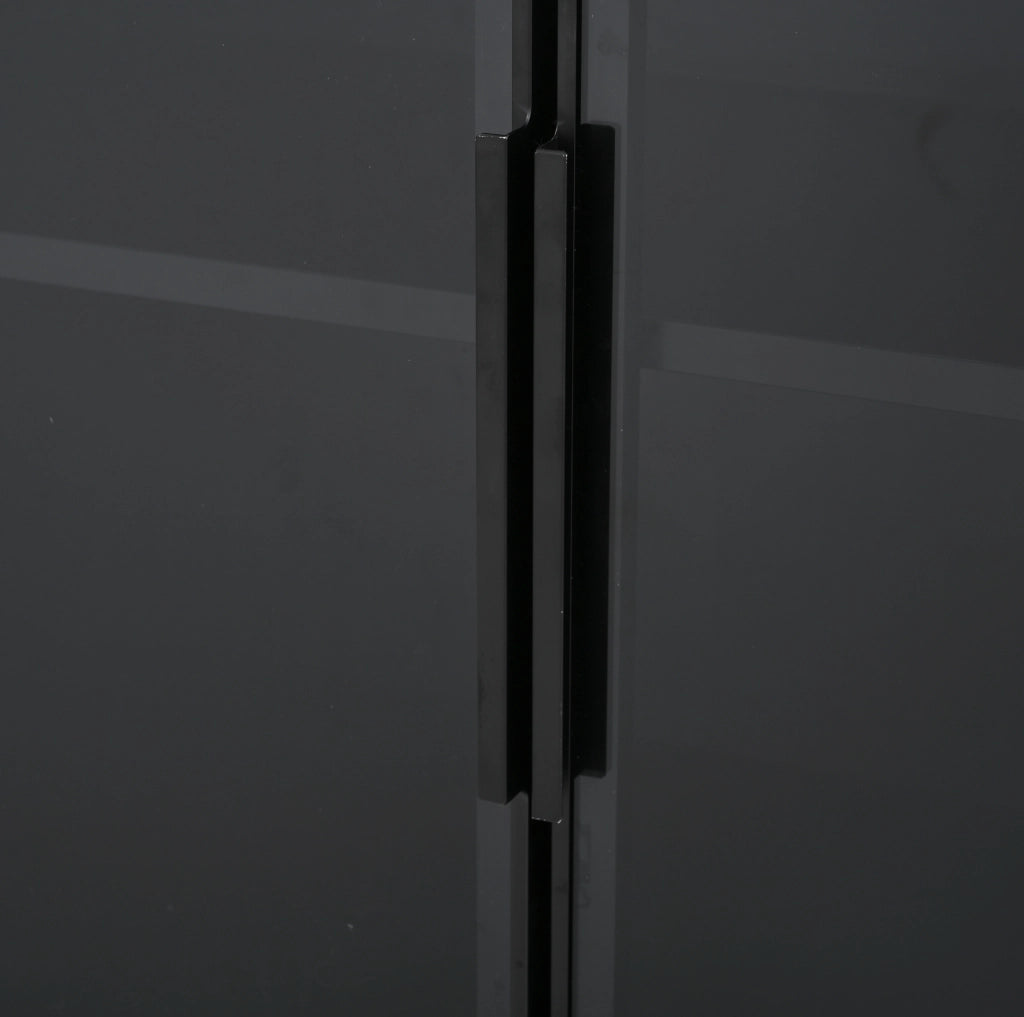 Vetrina Alta 80x34x180 cm con Vetro, 1 Cassetto e Illuminazione LED Controllabile via App, Nero