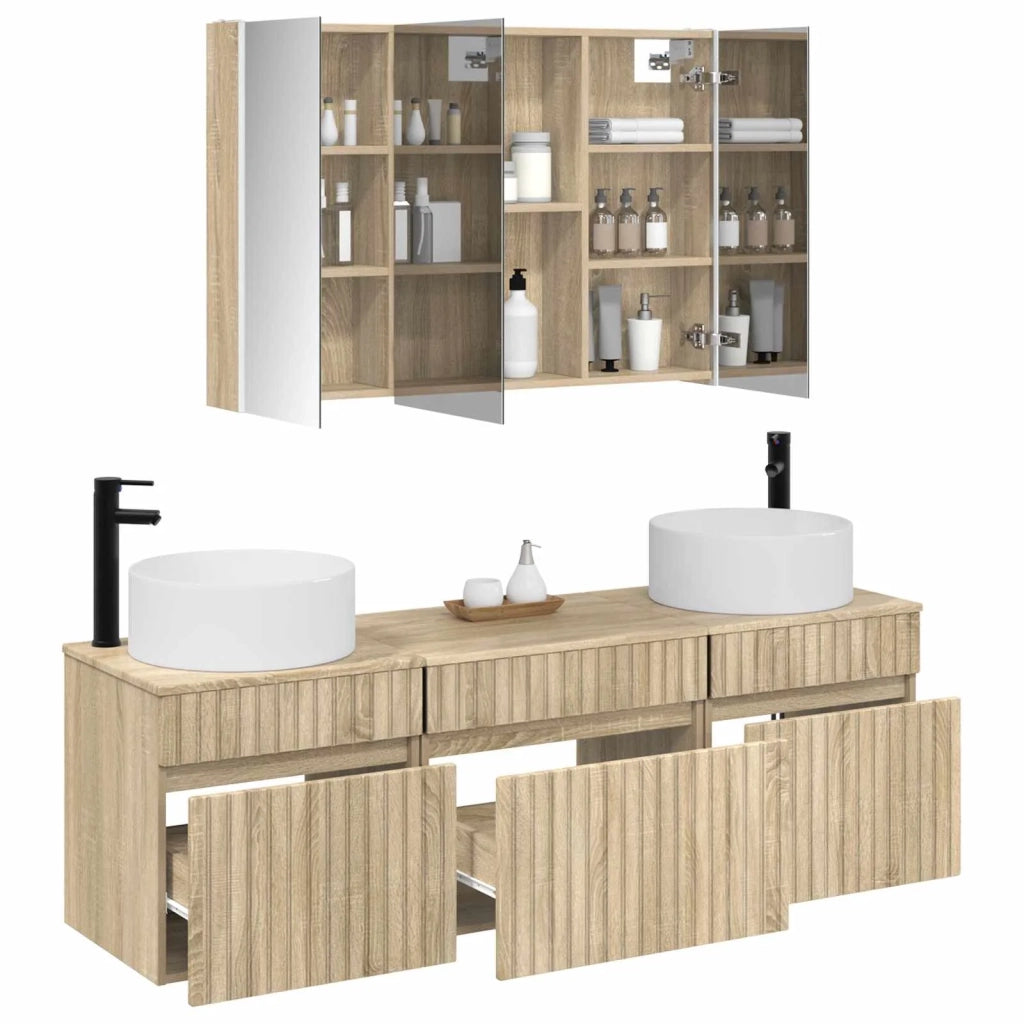 Set di Armadi da Bagno 4 pz Rovere Sonoma Legno ingegnerizzato 3406665