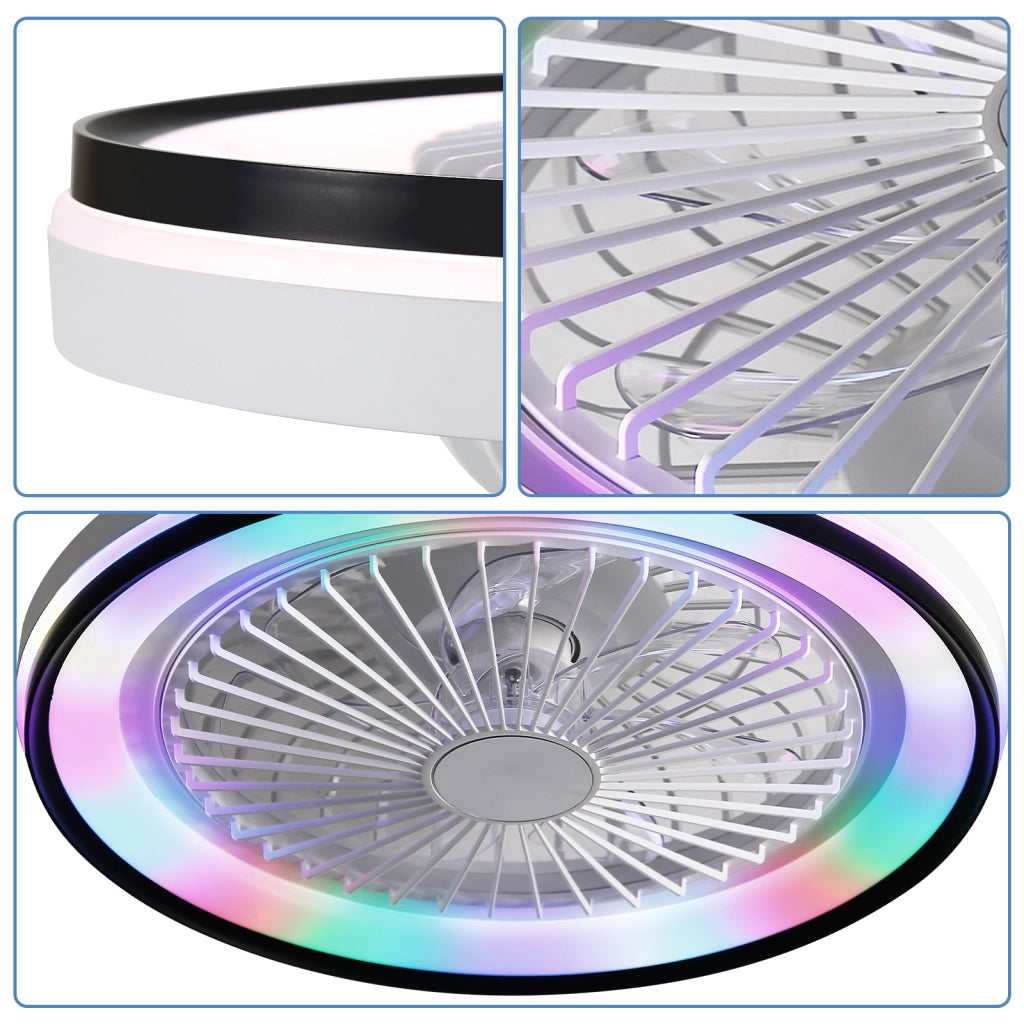 Ventilatore da soffitto con luce e telecomando; 48;26 cm; profilo basso; ABS; bianco