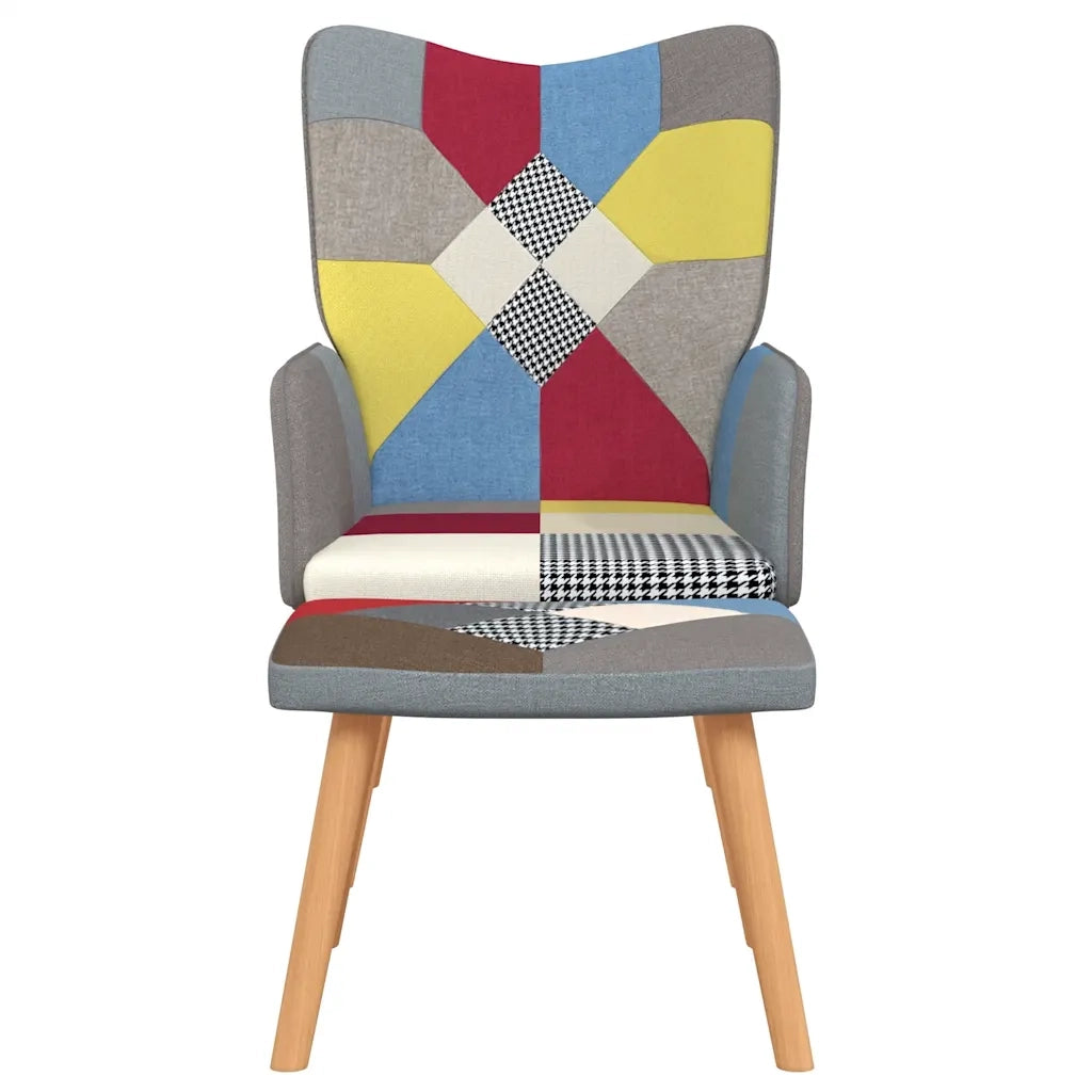 Poltrona Relax con Poggiapiedi in Tessuto Patchwork 328184