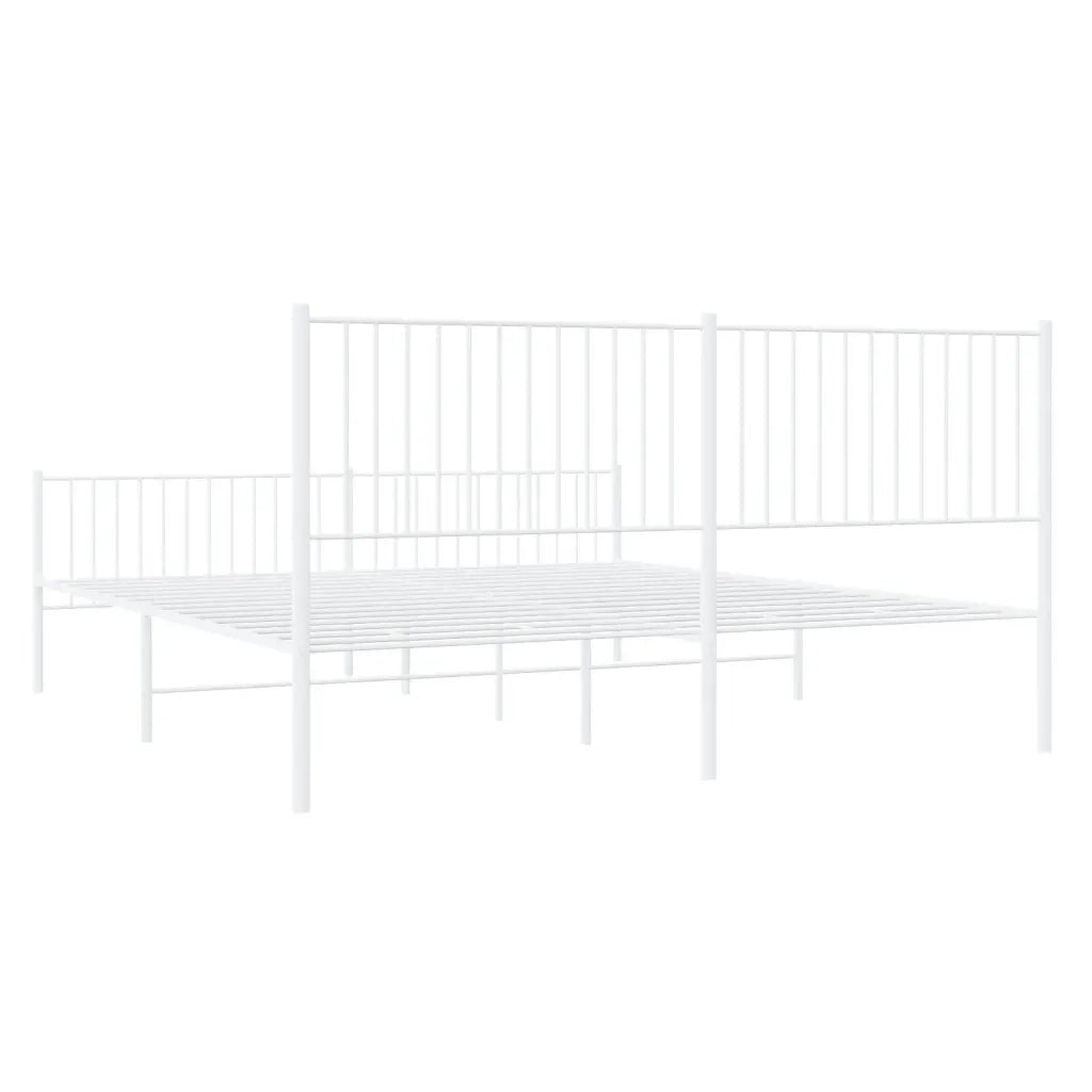 Letto matrimoniale | Letto per adulti | Giroletto con Testiera e Pediera Metallo Bianco 200x200 cm