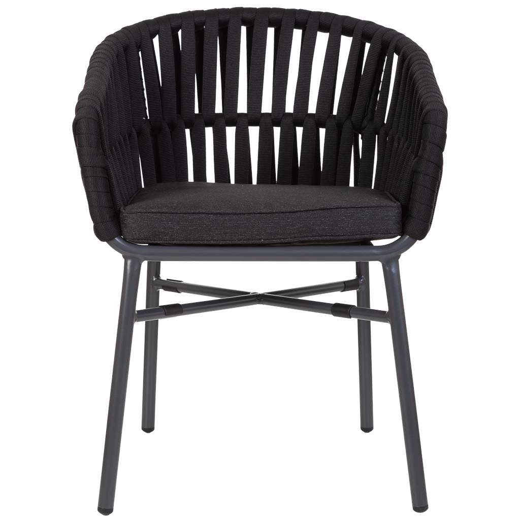 Sedia in alluminio con corda nero 58x61x77