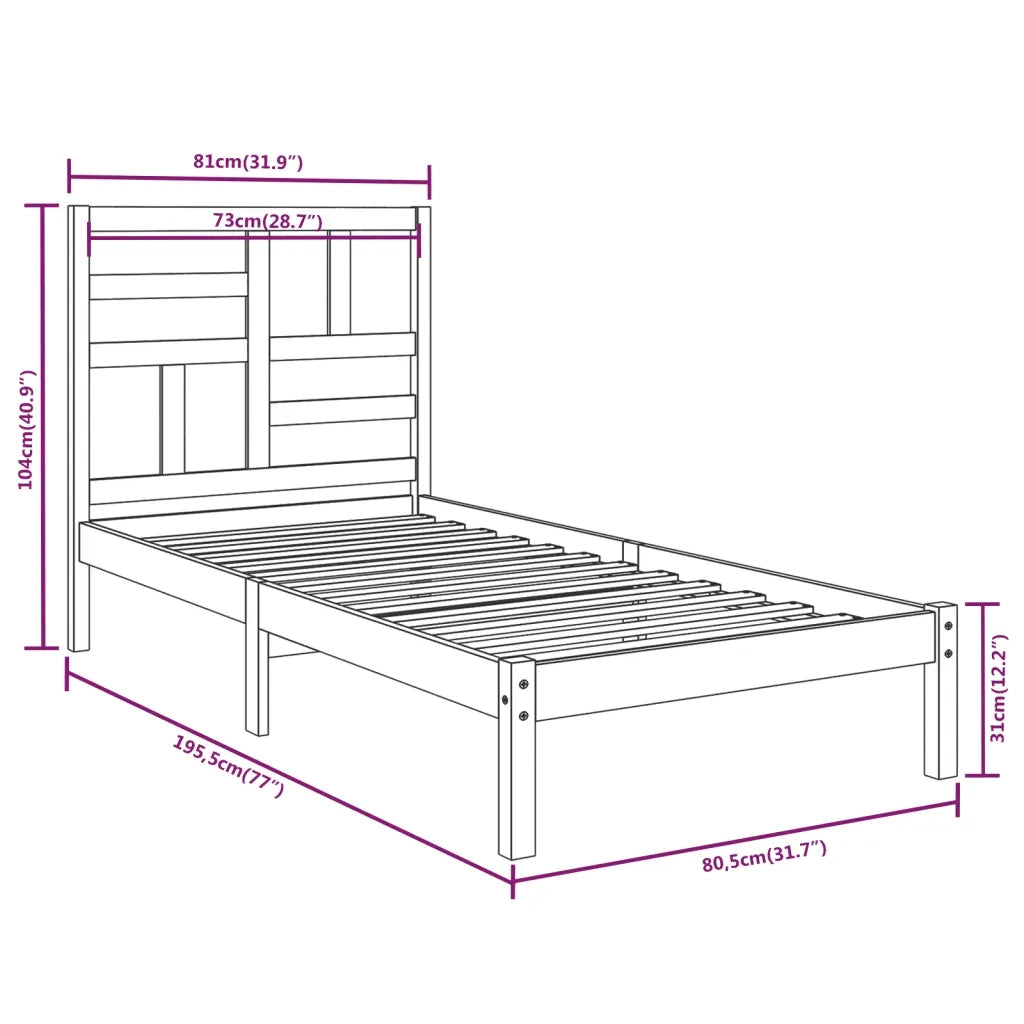 Giroletto-Struttura Letto in Legno Massello 75x190 cm Small Single 753012