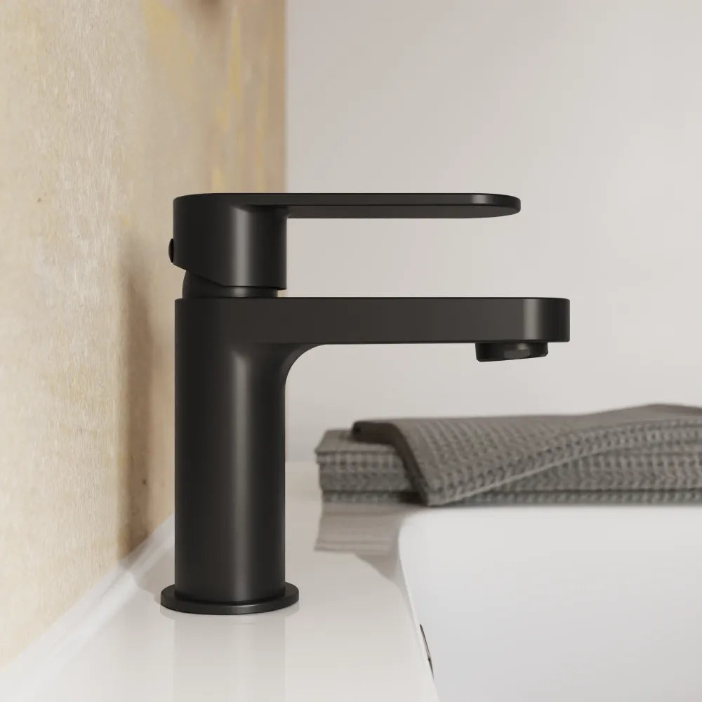 Coppia miscelatori lavabo 13cm e bidet nero opaco senza scarico | Margot