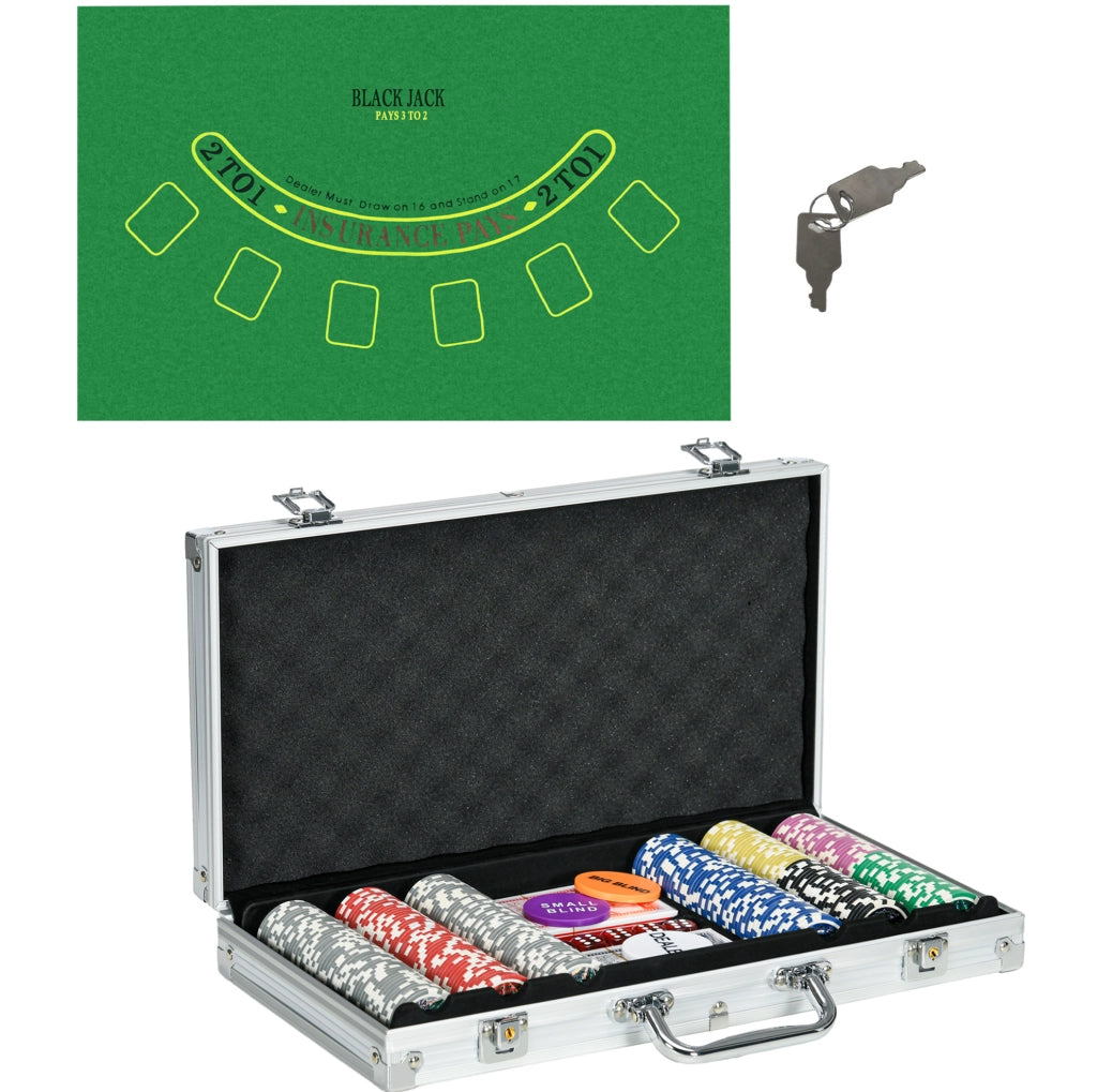 Set da poker 38,5x23x6,5 cm in plastica argentata con custodia –