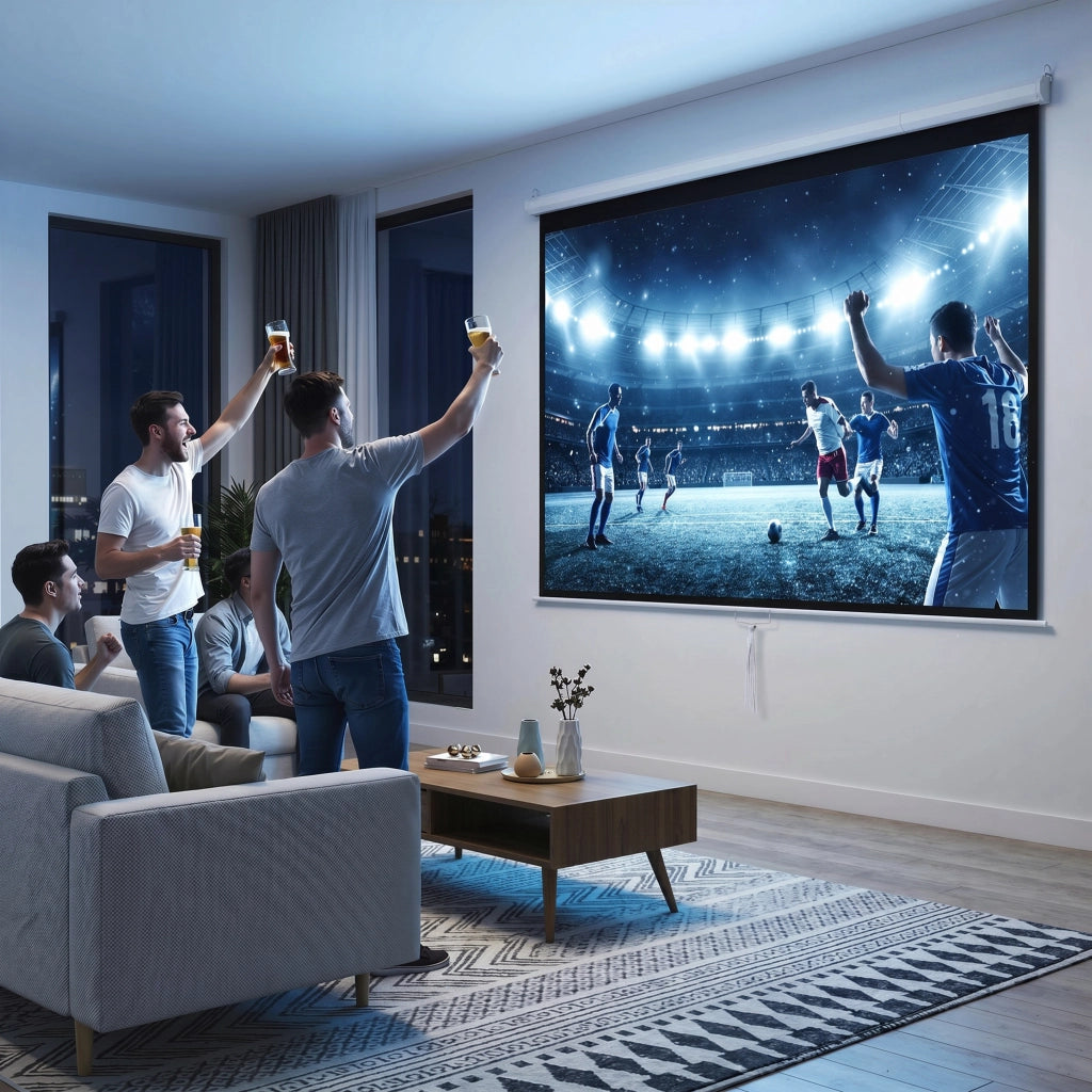 Schermo di proiezione manuale 120 pollici 244 x 183 cm per home cinema regolabile montaggio a parete e soffitto