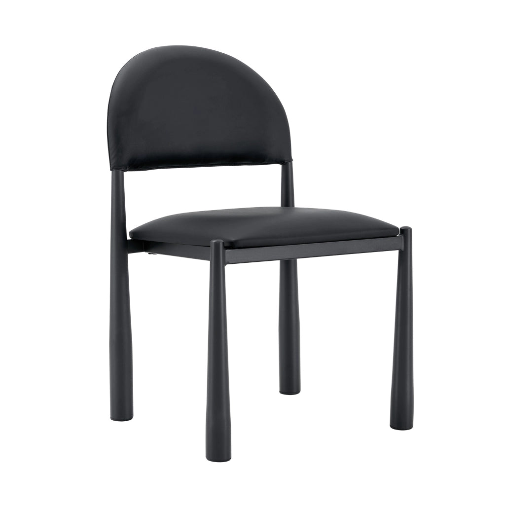 Sedia da pranzo moderna in similpelle PU nera con schienale semicircolare 80 cm