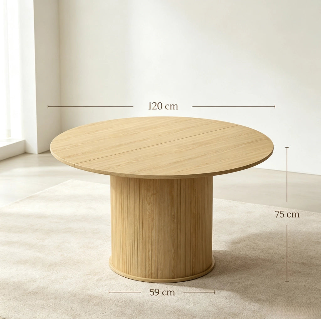 Tavolo da pranzo rotondo Ø120 cm effetto legno naturale