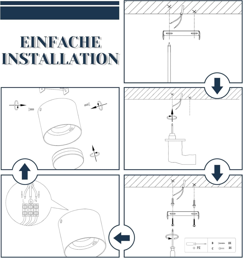 ZMH Lampada da soffitto LED moderna bianca rotonda 5W per camera letto