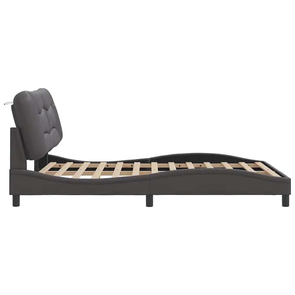 Giroletto senza Materasso-Struttura Letto Hvar Grigio 140x200 cm in Similpelle