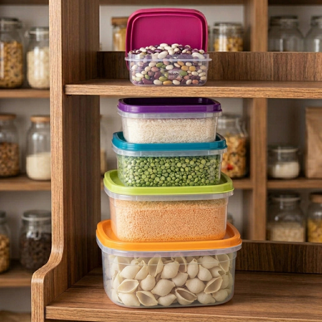 Set di contenitori per alimenti KADAX Scatole per il pranzo in plastica con coperchio da 5 pezzi