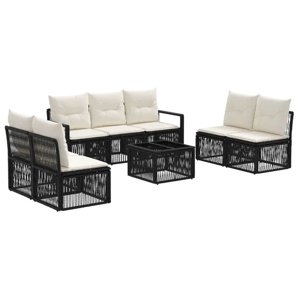 Set Divano da Giardino 8 pz Nero polyrattan 3435682