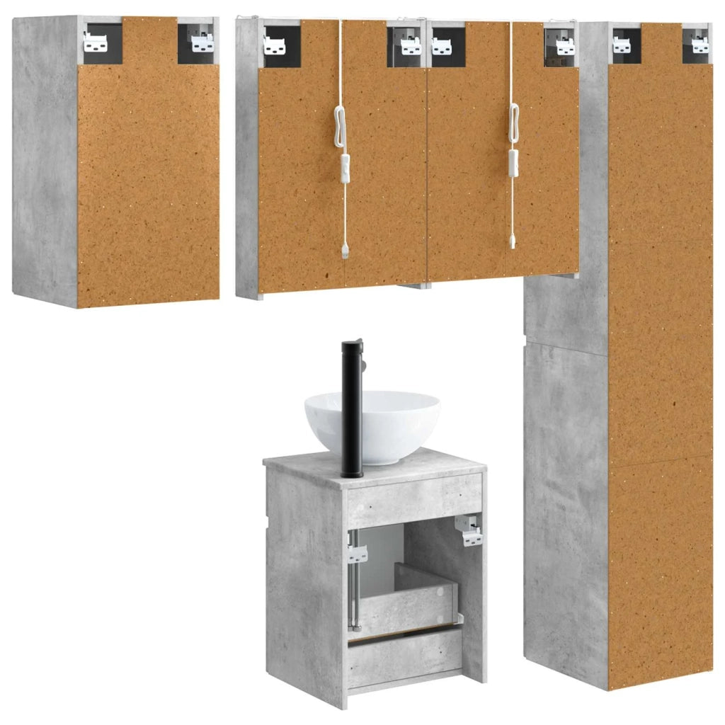 Set di Armadi da Bagno 5 pz Grigio Cemento Legno ingegnerizzato 3407354