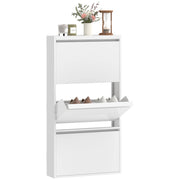 Scarpiera salvaspazio metallo slim da muro - Xylo - bianco, 3 ante, 6 paia scarpe