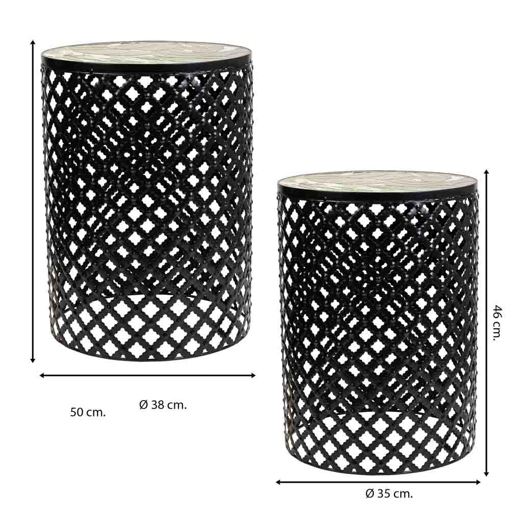 Set di 2 supporti in mosaico nero e metallo