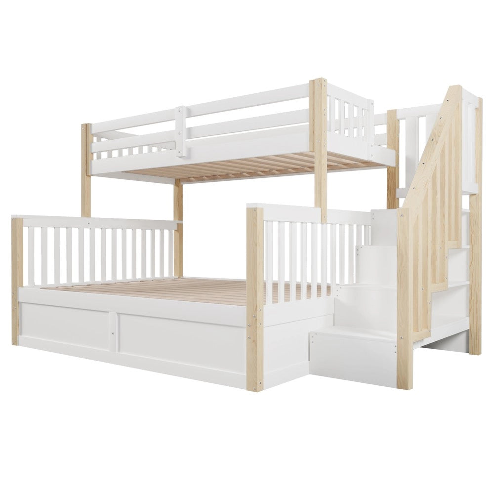 Letto a Castello 90x200 e 140x200 con Contenitore ¨C Xylo ¨C Bianco e Naturale