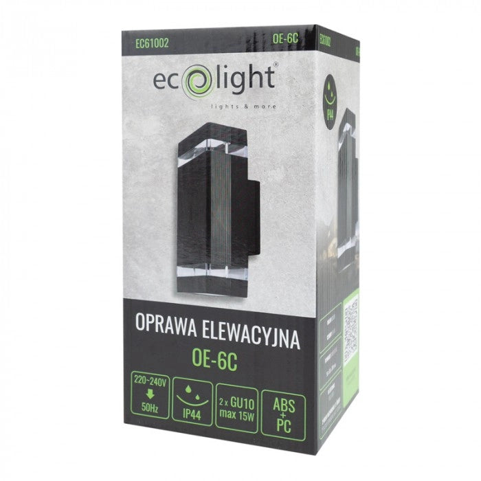 Applique esterna nera moderna 2xGU10 15W IP44 Ecolight