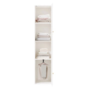 Armadio alto con anta a lamelle, appendiabiti e 3 vani, per camera e bagno, bianco, 45 × 50 × 200 cm