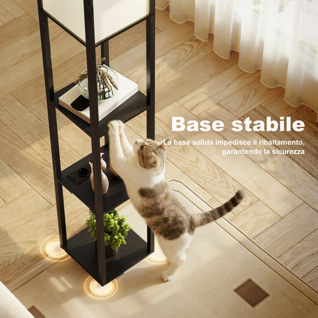 Lampada da Terra con Ripiani e USB ¨C zephmum ¨C Nero