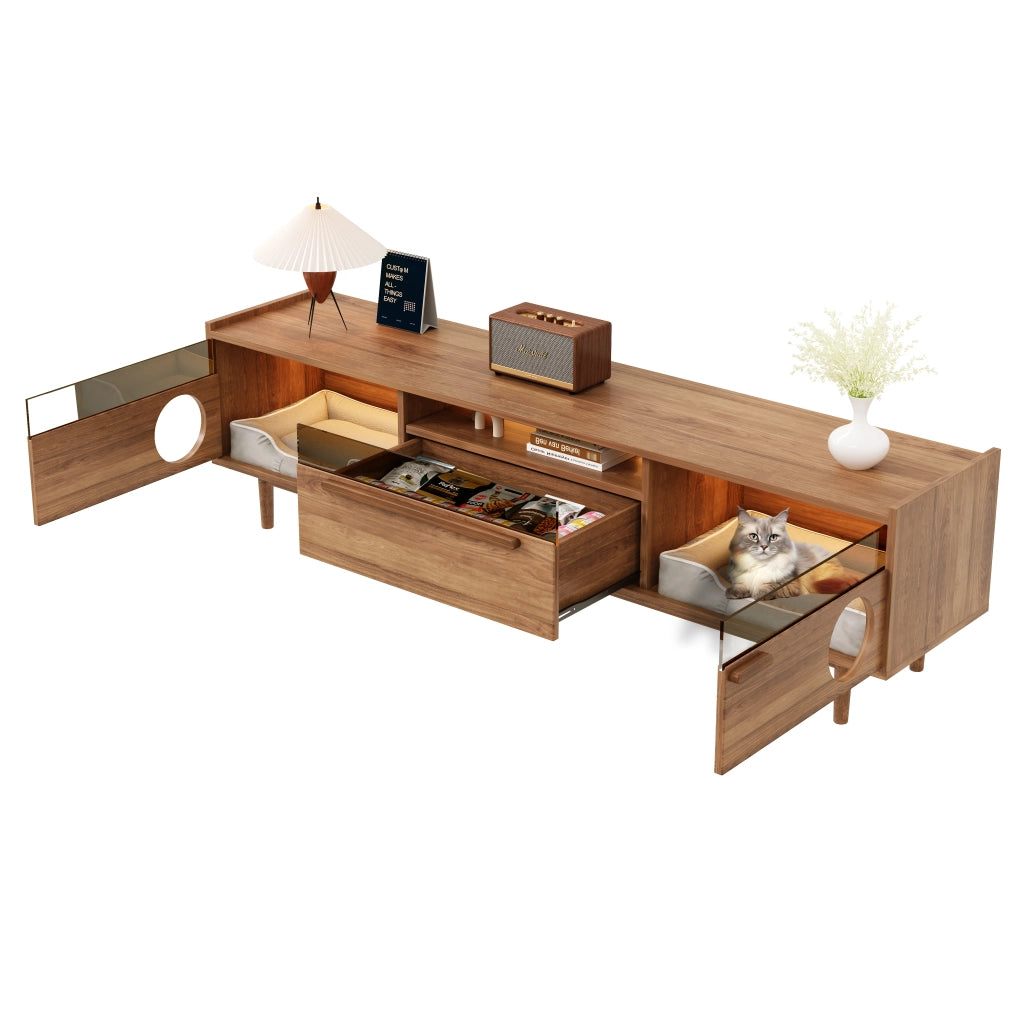 Cassettiera per TV noce MDF 180 cm