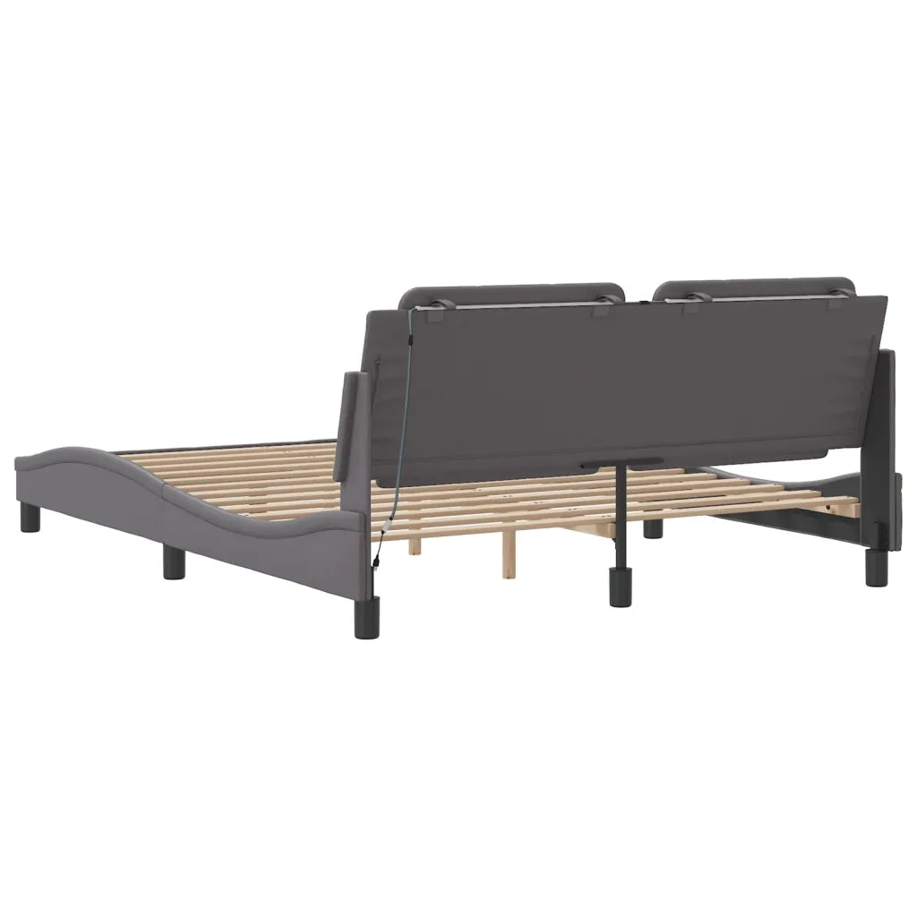 Letto matrimoniale | Letto per adulti | Giroletto con LED senza Materasso Zadar Grigio 160x200 cm