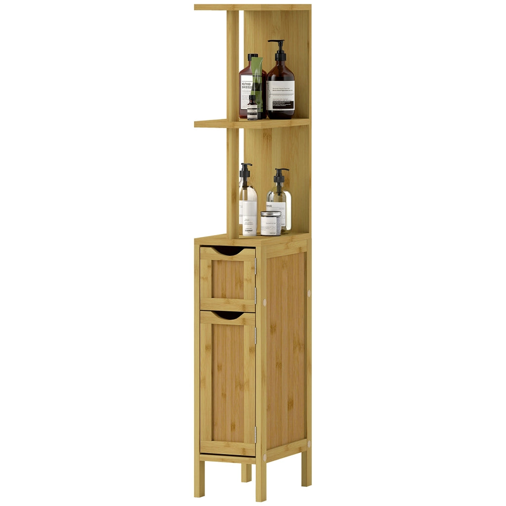 Colonna Bagno con Ripiani e Ante ¨C Minimal ¨C Bamb¨´ Naturale 18x30x120 cm