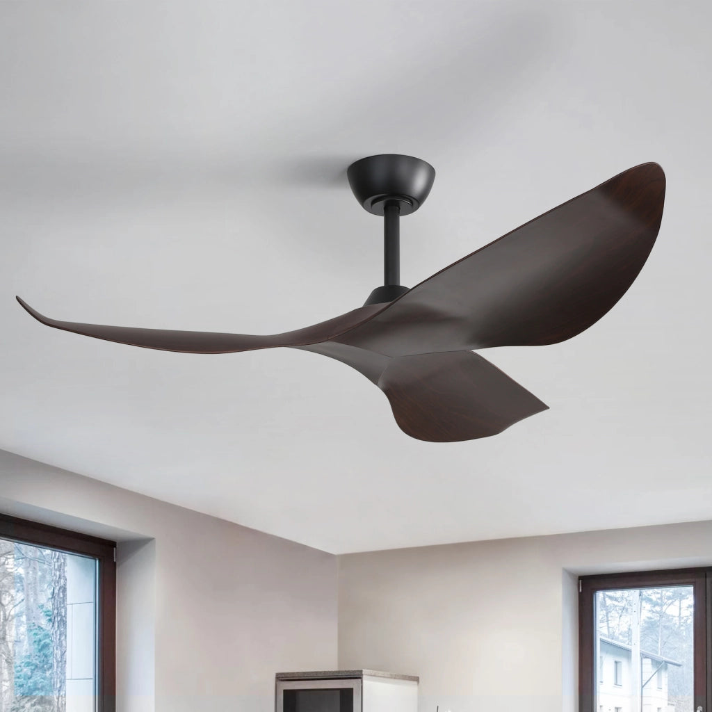 Ventilatore da soffitto 38 pollici senza luce con motore DC reversibile 6 velocità telecomando timer nero ABS