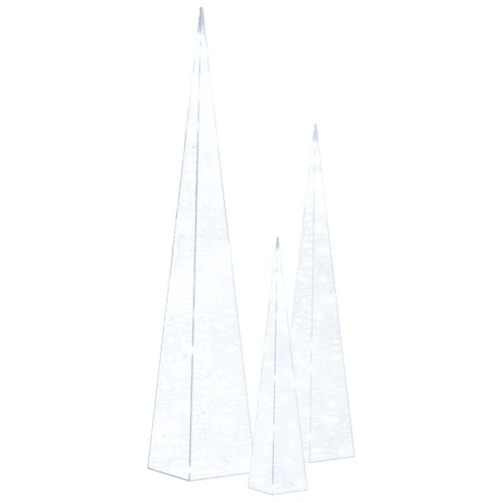 Set Coni Luce LED Decorativi Acrilici Bianco Freddo 30/45/60cm 328968