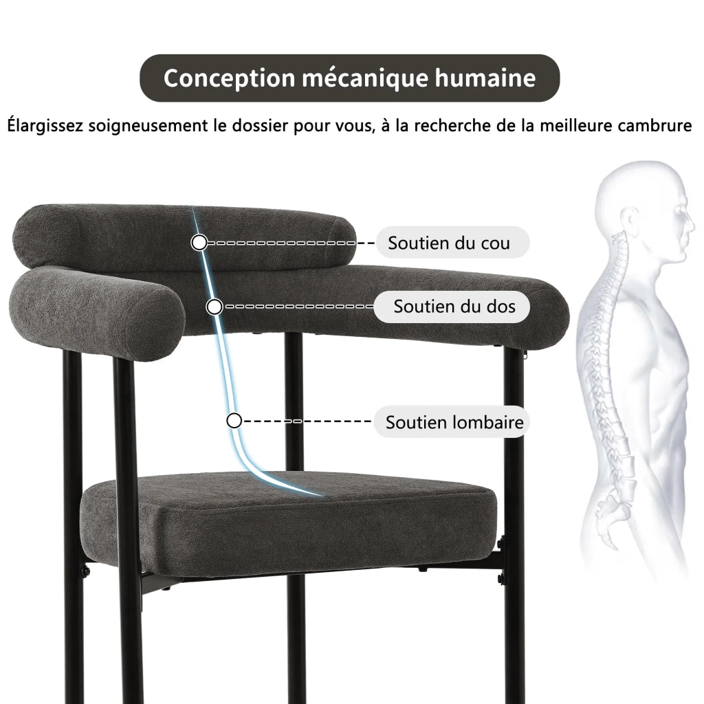 6 Sedie da Pranzo in Tessuto Effetto Pelle Grigio Scuro, Design Moderno e Semplice con Seduta Imbottita, per Sala da Pranzo, Soggiorno e Ufficio