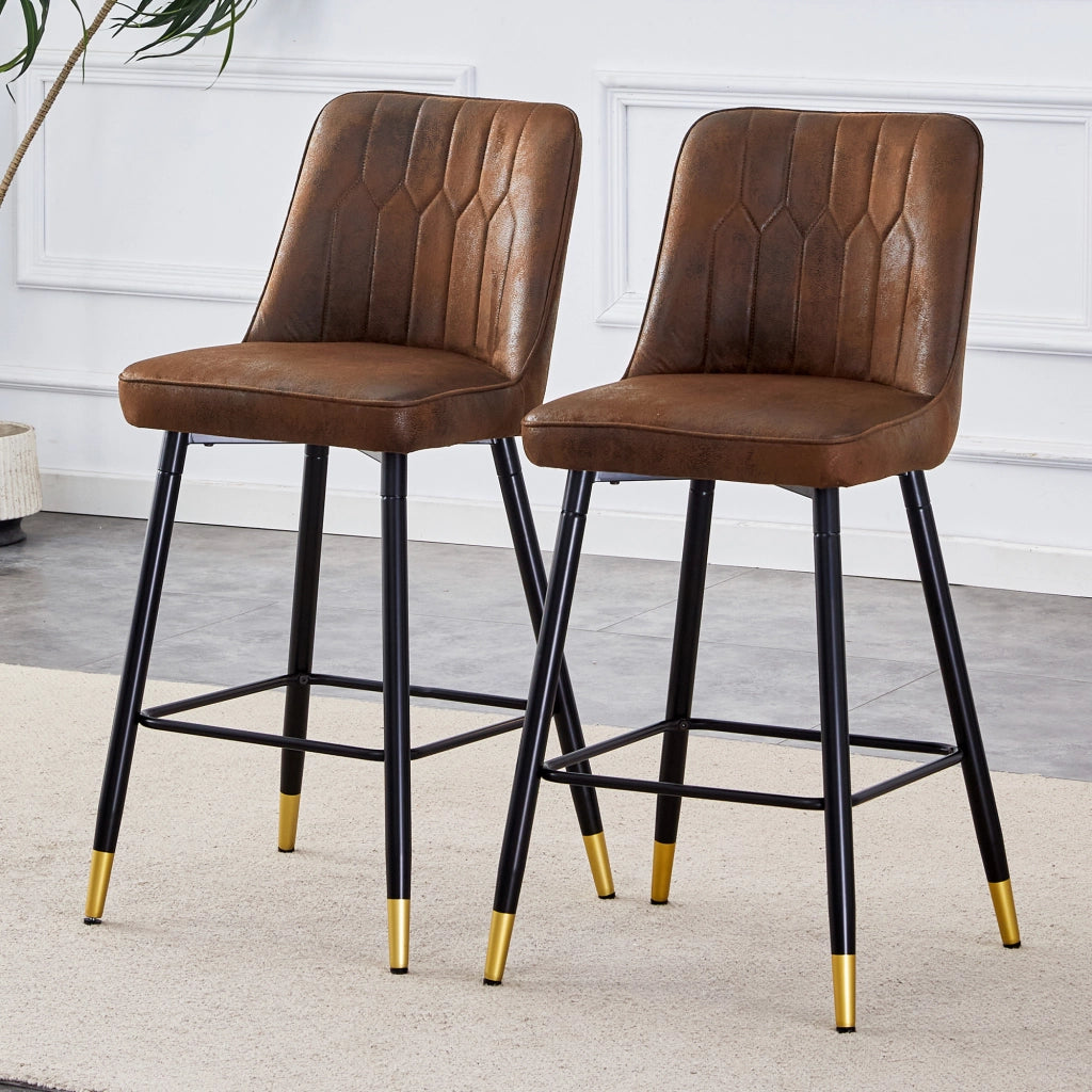 SEDIA ALTA Set da 2 pezzi 100 cm Tessuto marrone e metallo nero