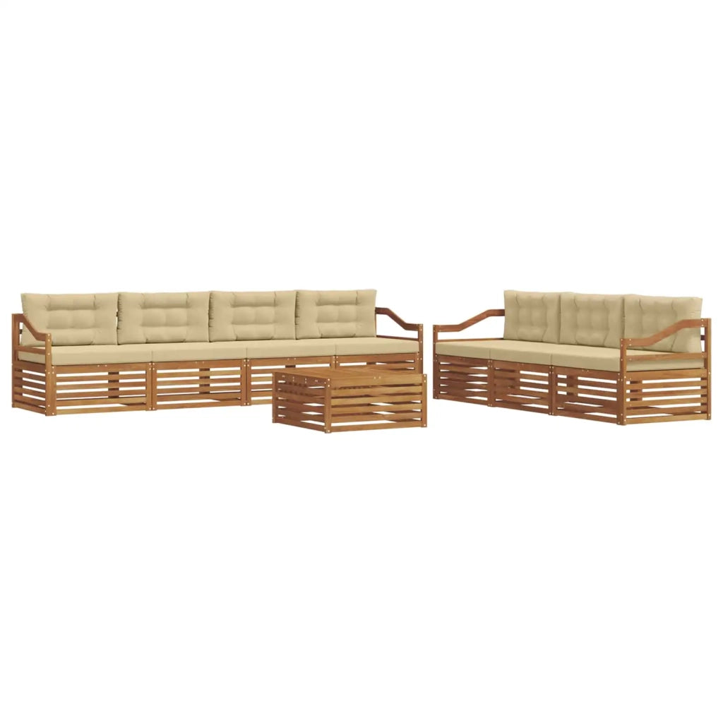 Set di divani da esterno con cuscino 8 pcs Naturale e Beige 3373158