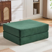 Pouf poggiapiedi pieghevole convertibile in letto singolo; in corduroy verde smeraldo 109x95x43 cm
