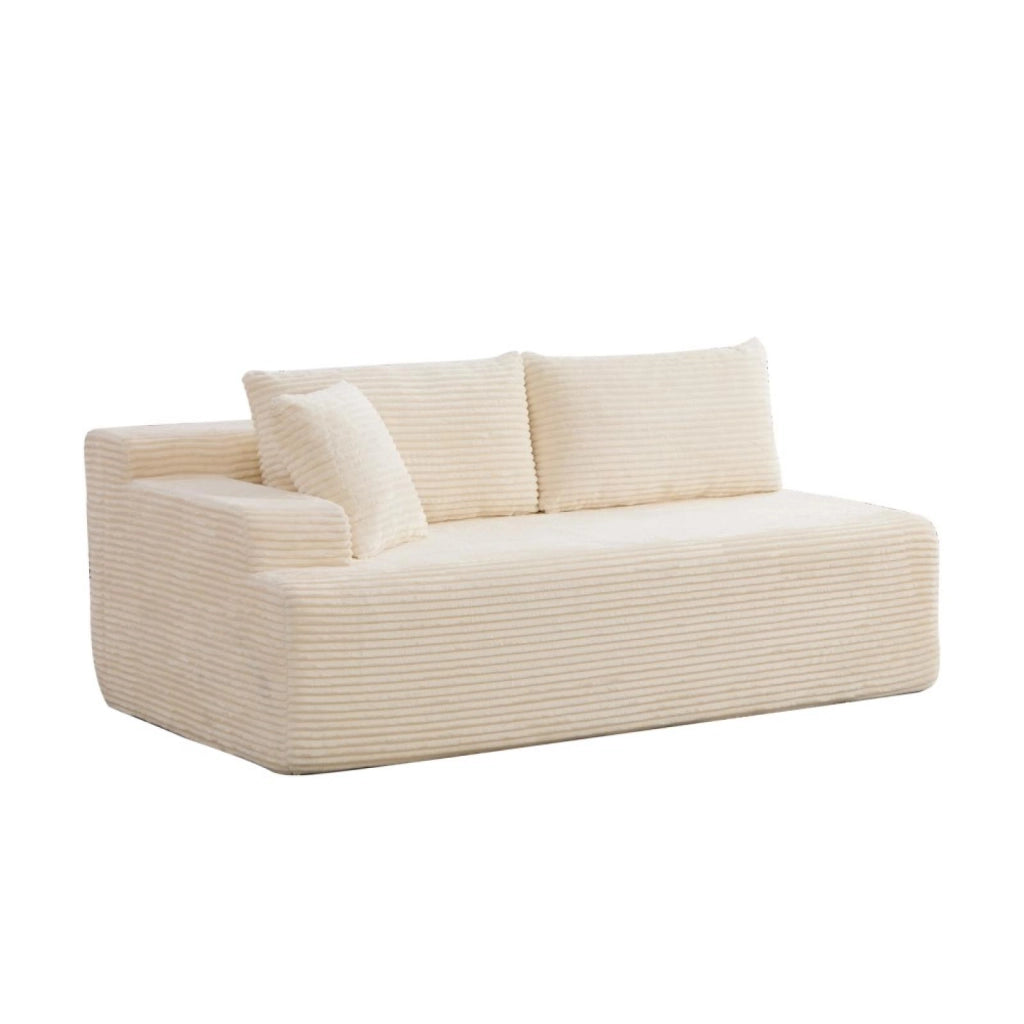 Divano compatto, divano modulare, tessuto chenille, schiuma ad alta elasticità 30D, base antiscivolo, 2 posti, bianco avorio