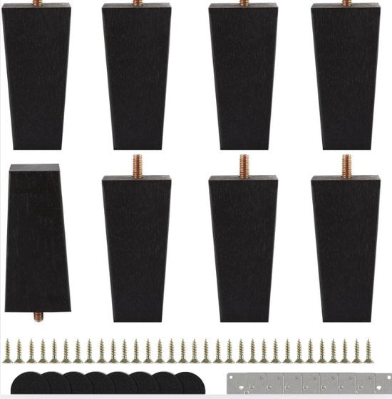 Piedi di tavolo in legno massiccio 10 cm - Set da 8 - Piedi di tavolo in legno per divani e tavoli da salotto