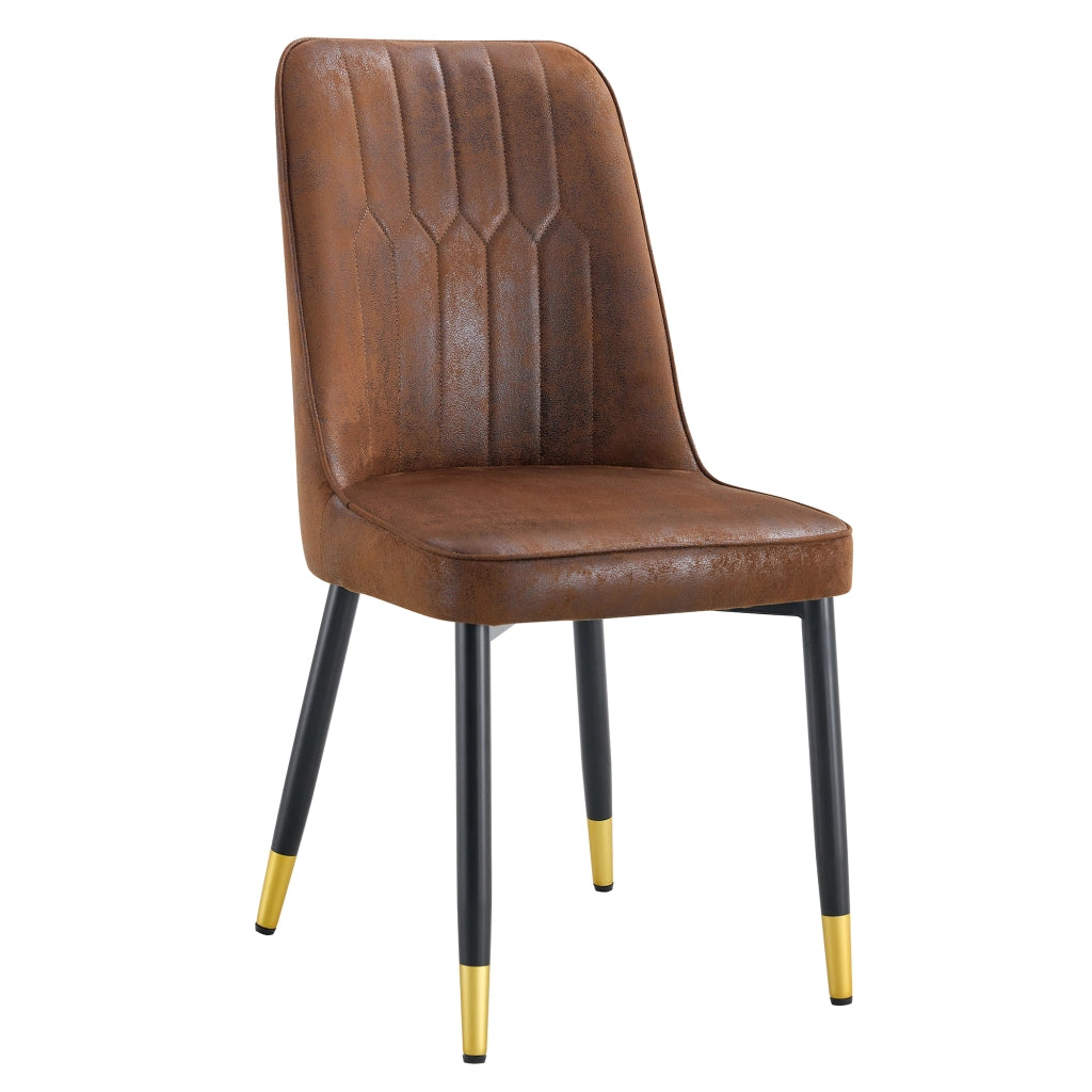 Sedie da pranzo, 2 pezzi in tessuto tecnico marrone con schienale ergonomico e gambe in metallo nero