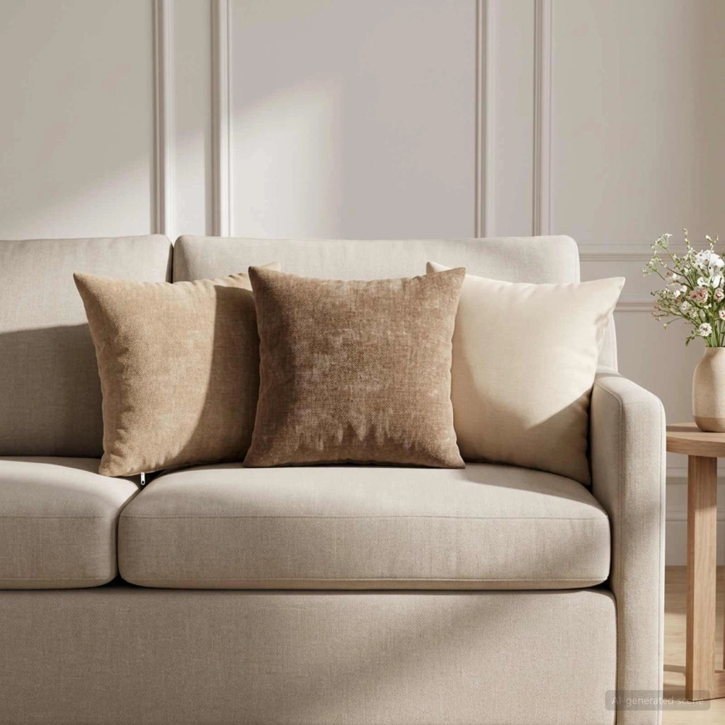 Federa 6 pz HEERLEN Marrone 35 x 35 cm Tessuto Chenille 908122