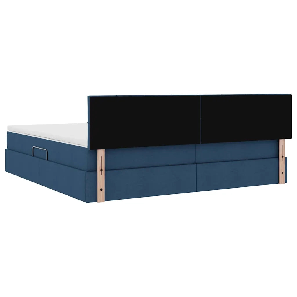 Letto con contenitore e materasso con testiera Blu 200 x 200 cm 3370535