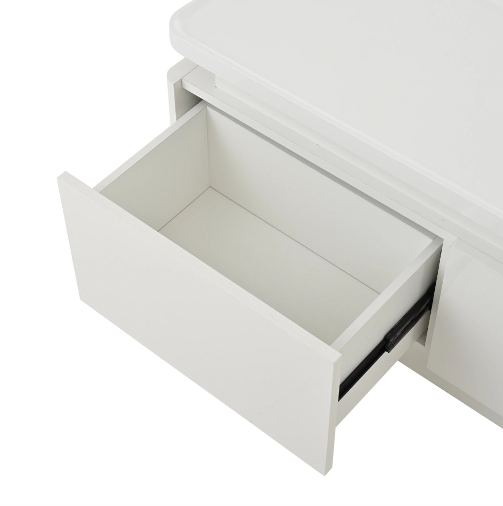Mobile TV 180x34x40 cm con 4 cassetti LED Bluetooth in truciolare bianco