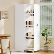 Libreria stretta 40x30x160;5 cm in MDF bianco con ruote e box protettive
