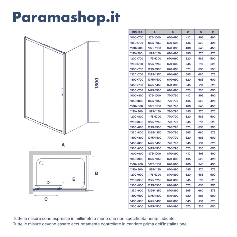 Box doccia cromato 105x80cm vetro 6mm trasparente apertura scorrevole h180cm | Sicily
