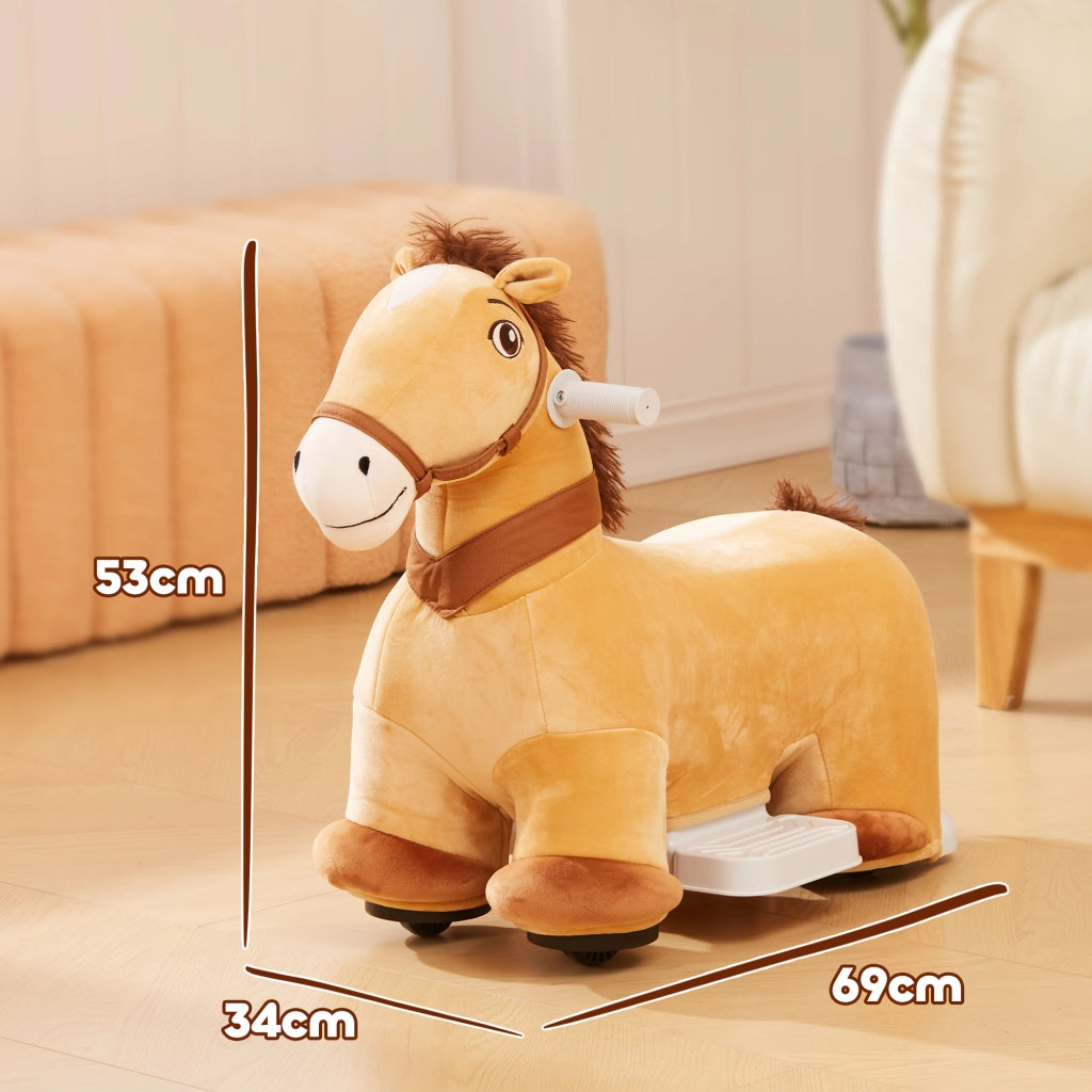Cavallo Cavalcabile Elettrico per Bambini ¨C zephmum ¨C Marrone 6V con Ruote PU e Musica