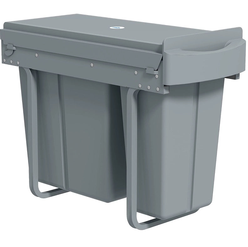 Pattumiera estraibile ULEVR da incasso 30 L con 2 secchi rimovibili 20+10 L, grigia