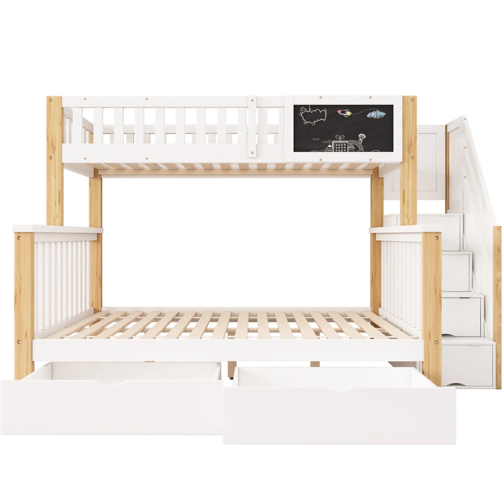 Letto a castello per bambini 140x200 cm bianco legno/MDF con lavagna
