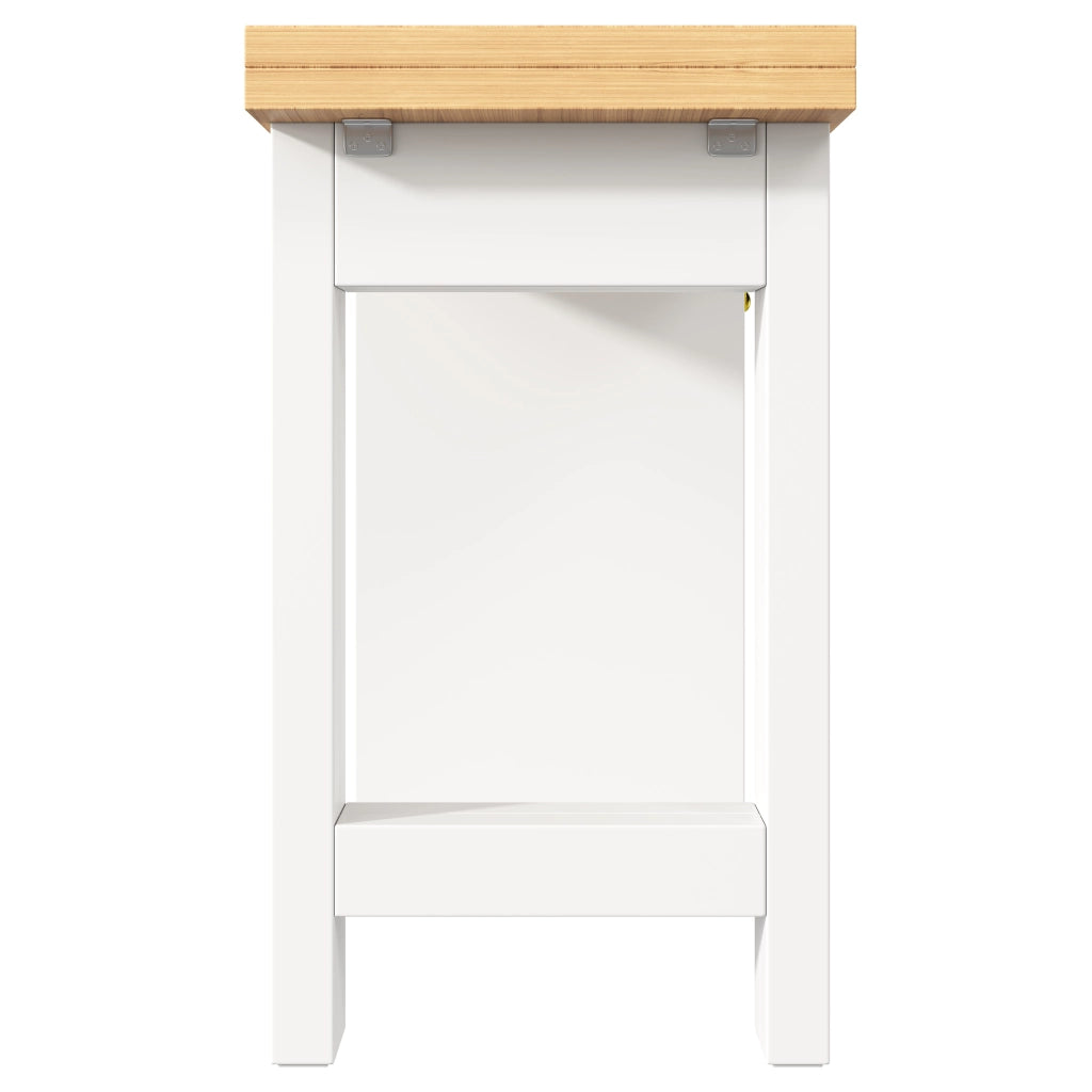 Isola da cucina allungabile con LED RGB; 3 cassetti e ante in vetro; piano in MDF bianco 120-200 × 40 × 75.5 cm